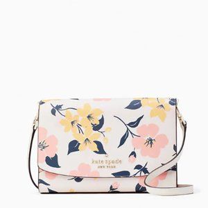 Kate Spade Carson Convertible Crossbody Lily Bloom Floral Saffiano Bag Purse